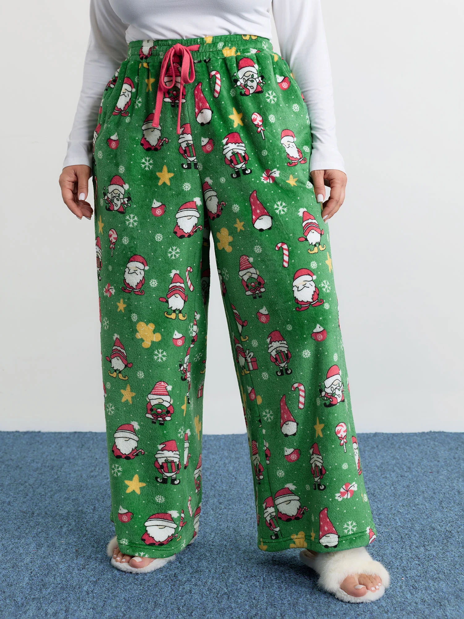 Holiday Pattern Drawstring Loungewear Bottoms