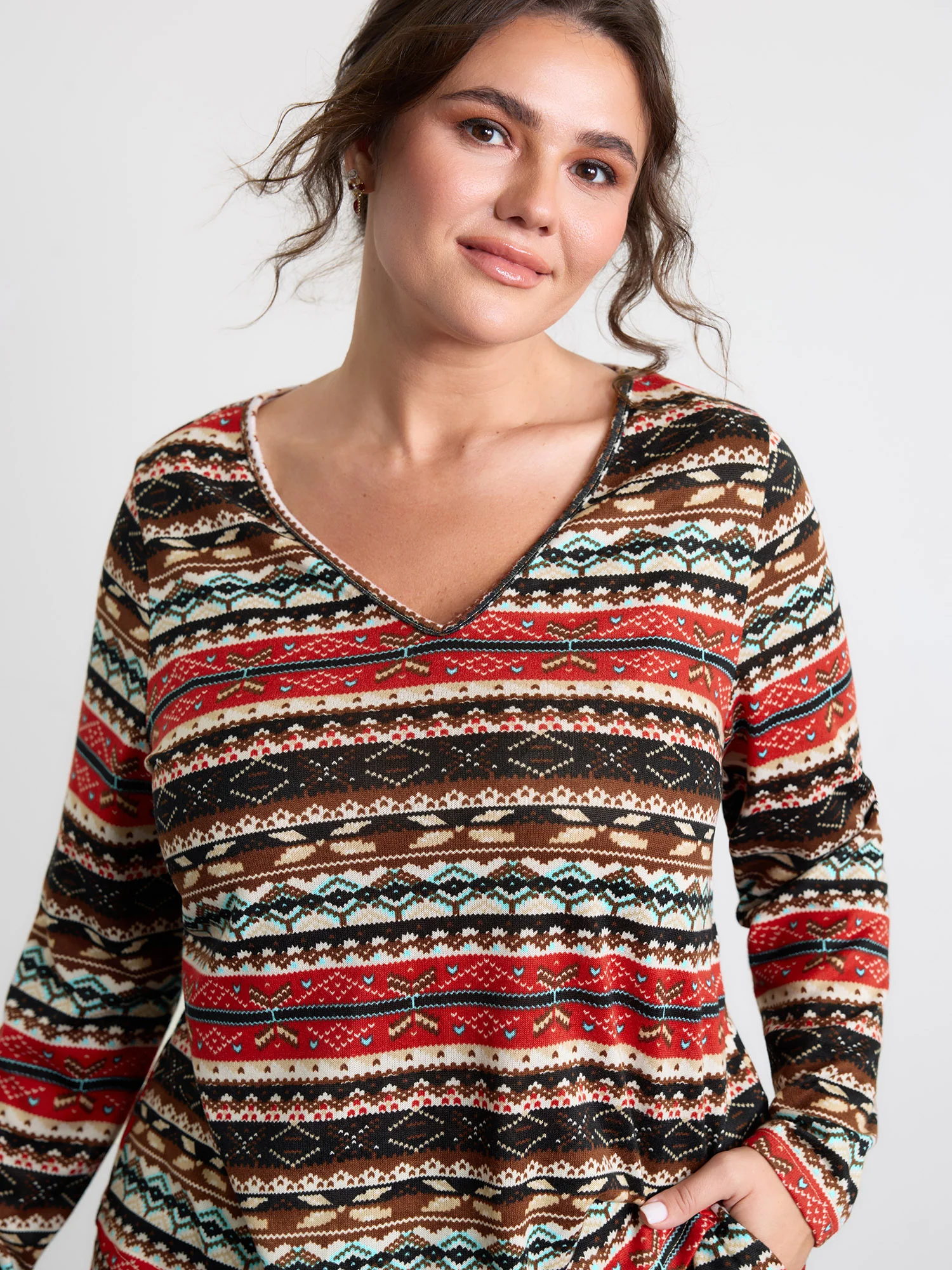 Boho Stripes V-Neck Co-Ord Lounge Set