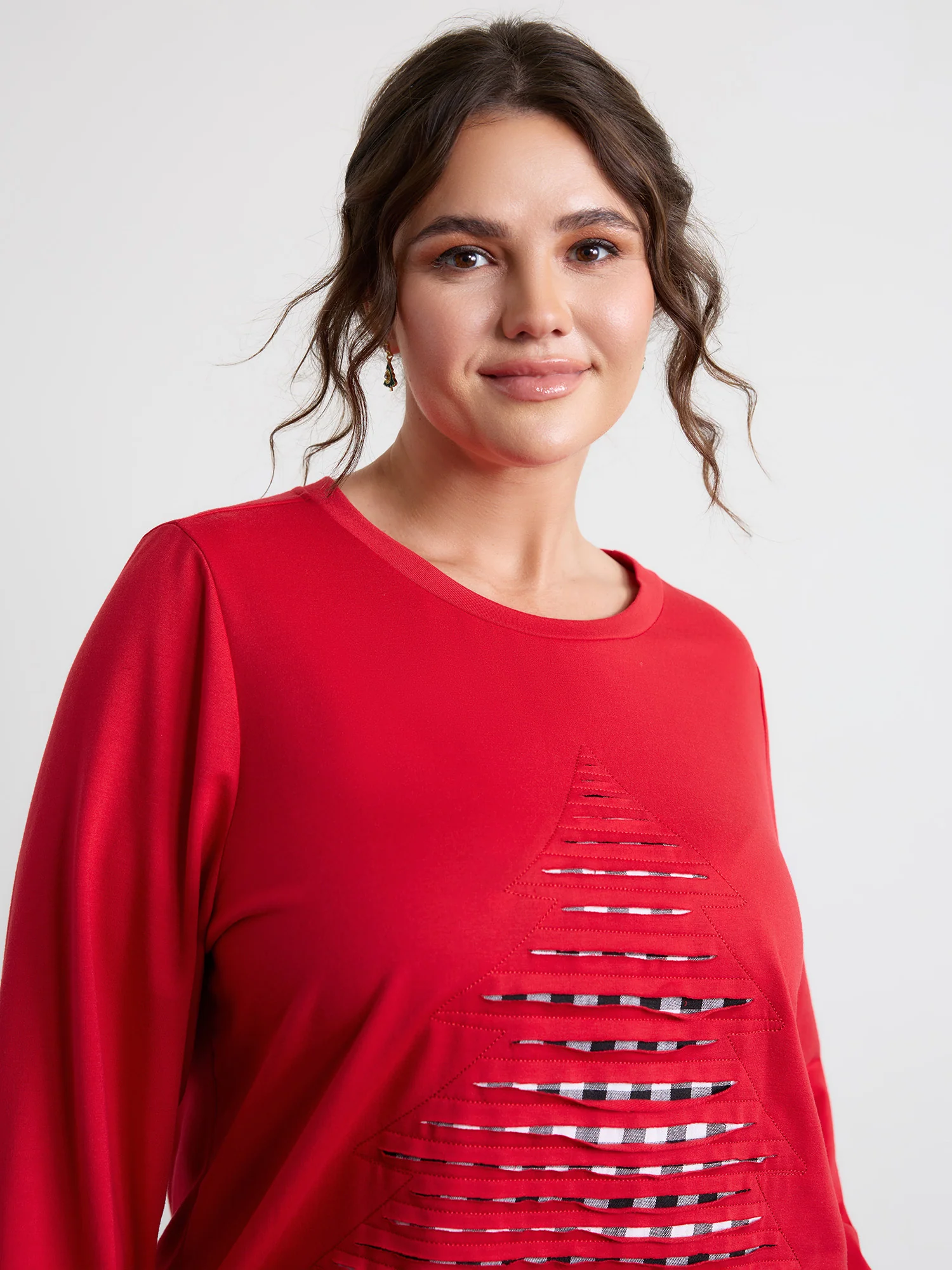 Supersoft Christmas Tree Applique Embroidery Sweatshirt