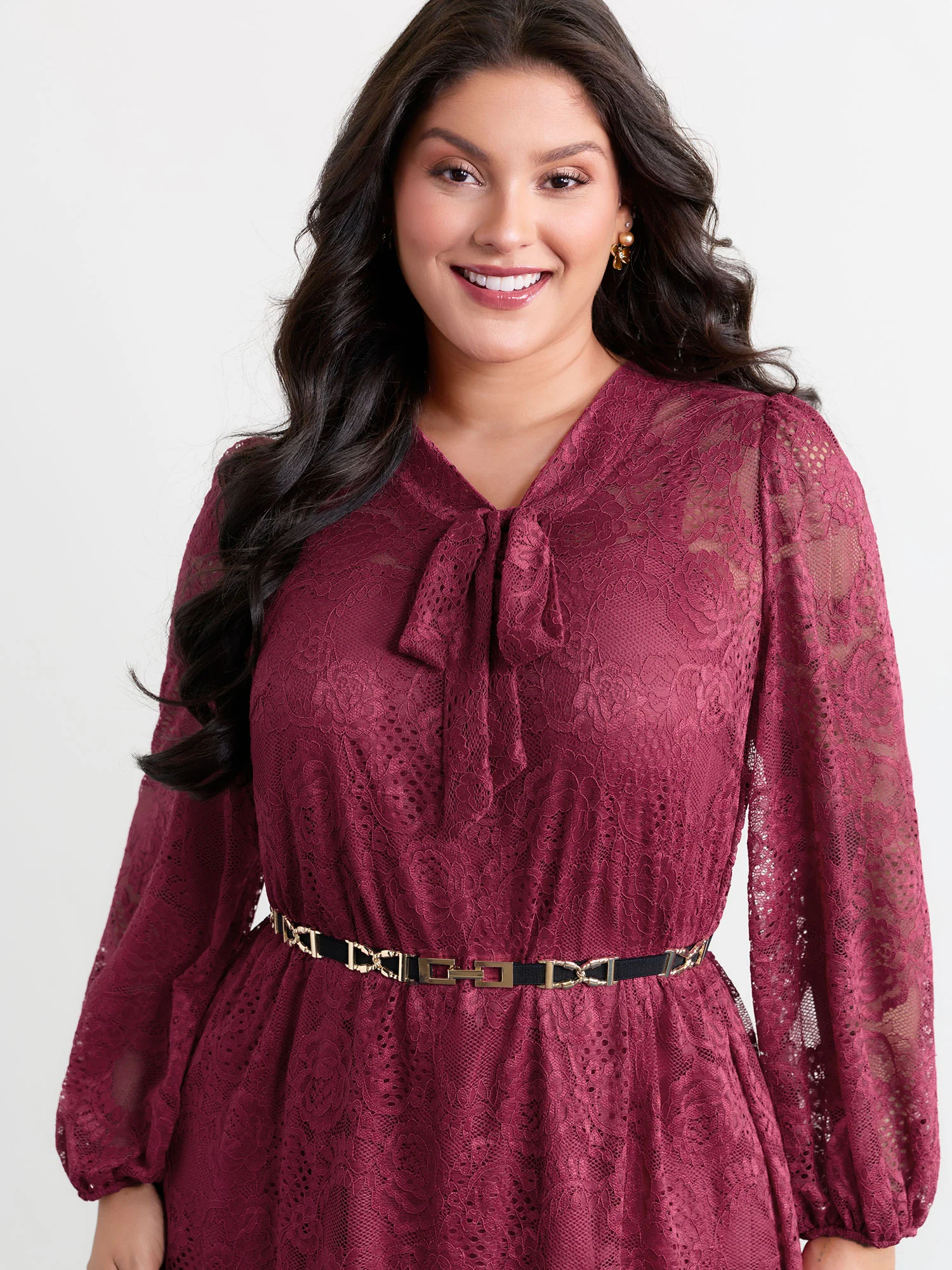 Lace Two-Piece Knotted Midi Dress