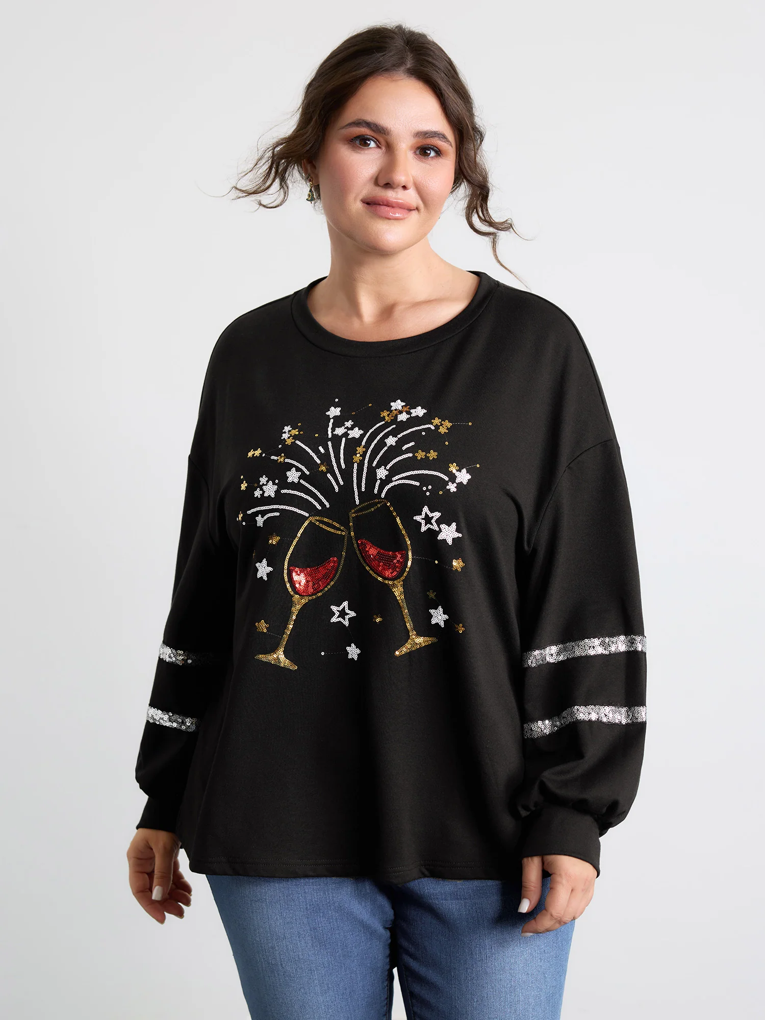 Supersoft Cheers Sequin Embroidery Sweatshirt