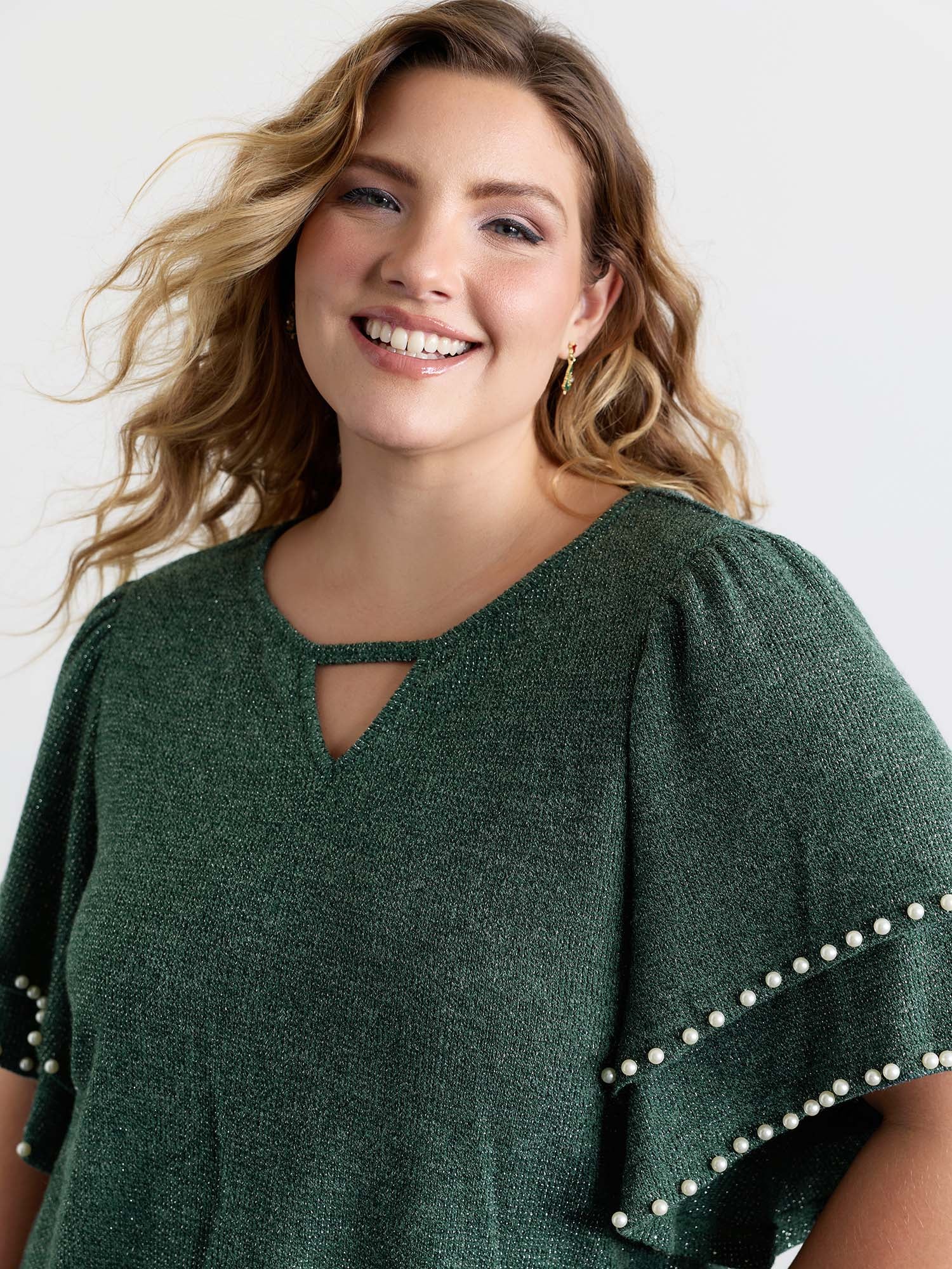 Textured Bead Layered Sleeve T-Shirt