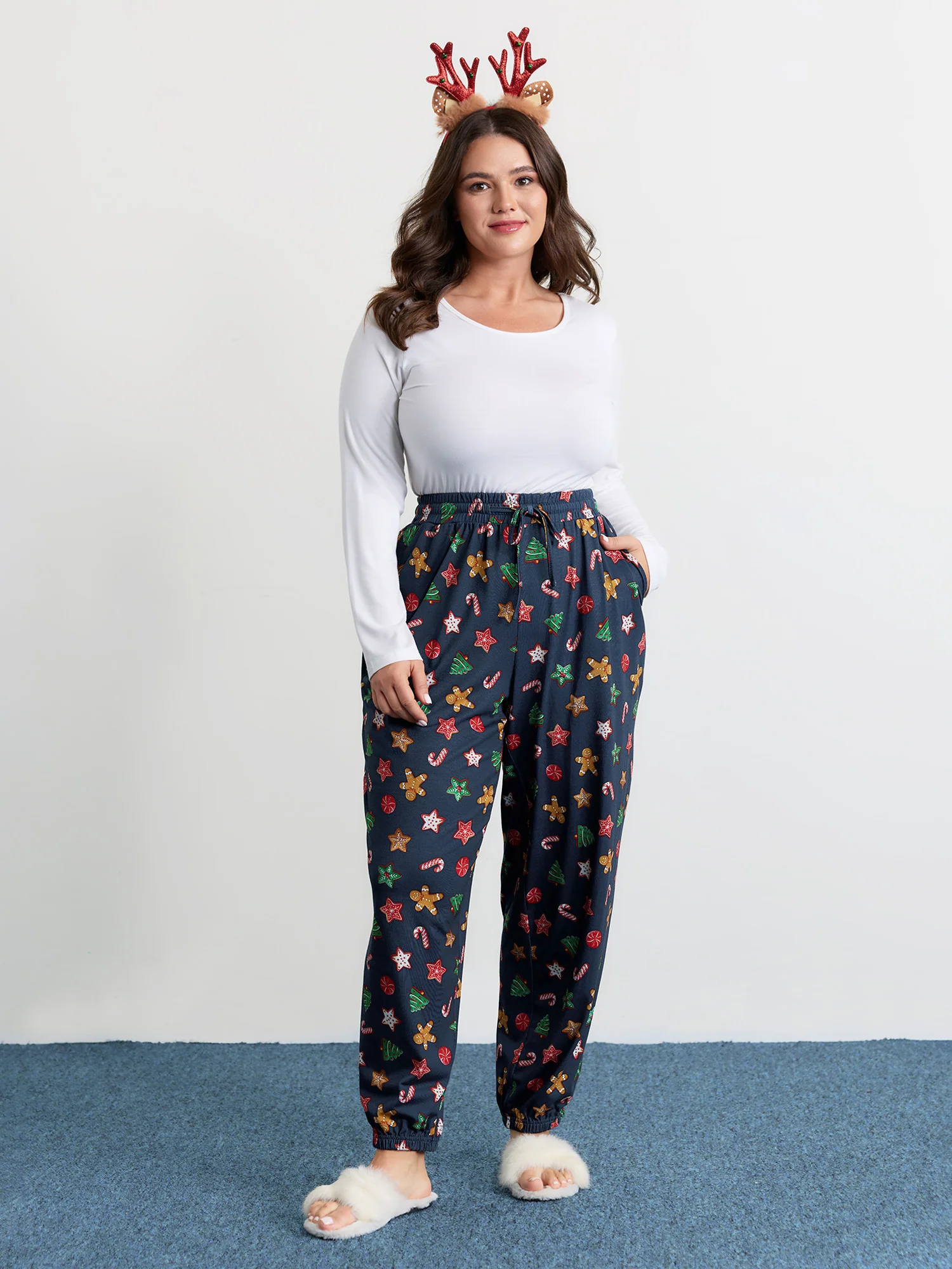 Colorful Holiday Print Pants