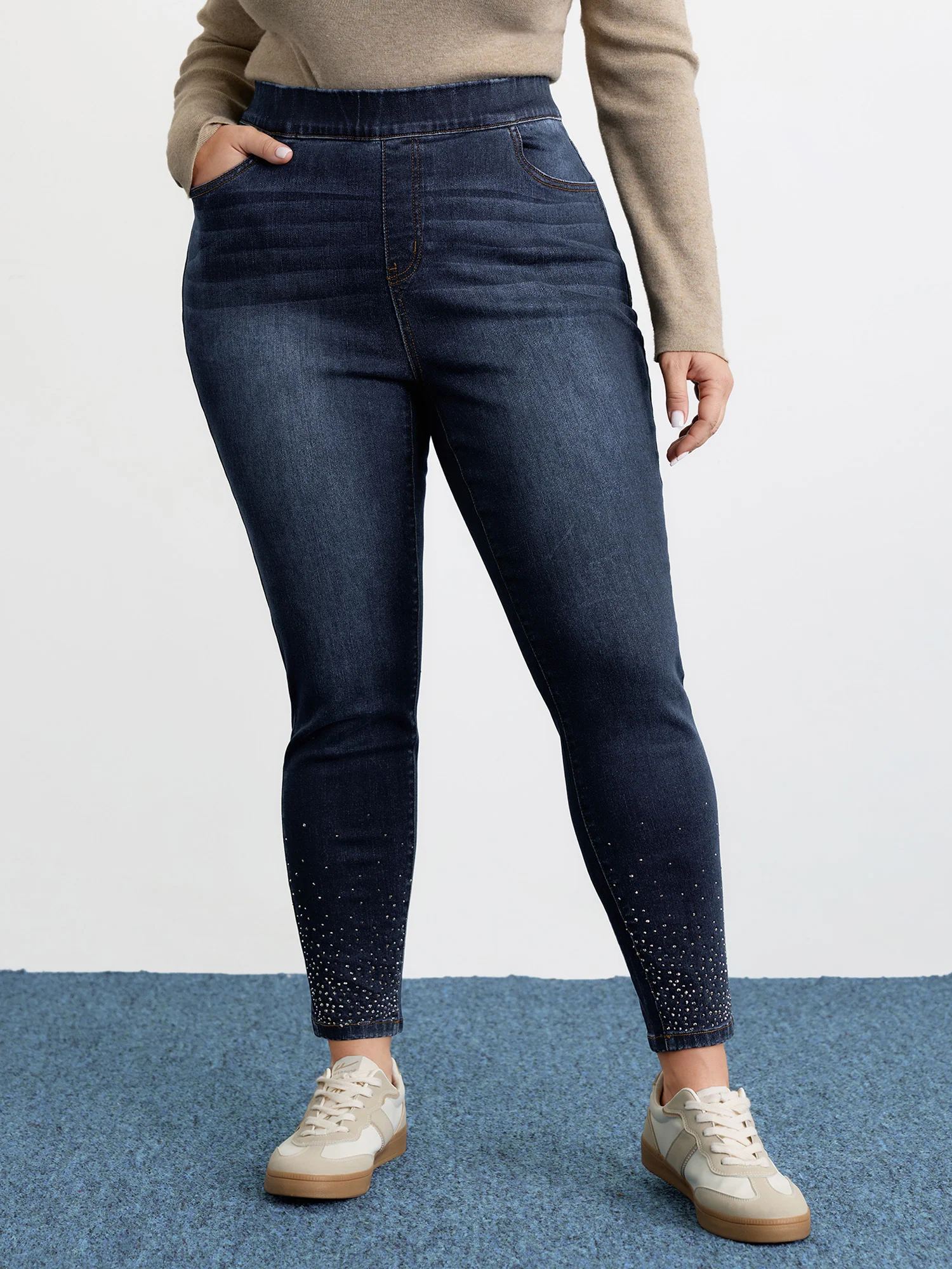 Supersoft Rhinestone Stretchy Skinny-Fit Jeans