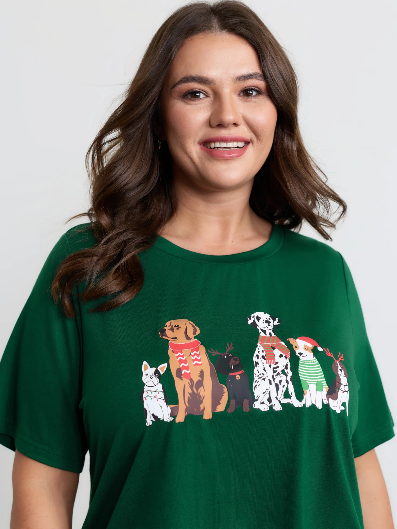 Happy Holiday Dogs Print T-Shirt