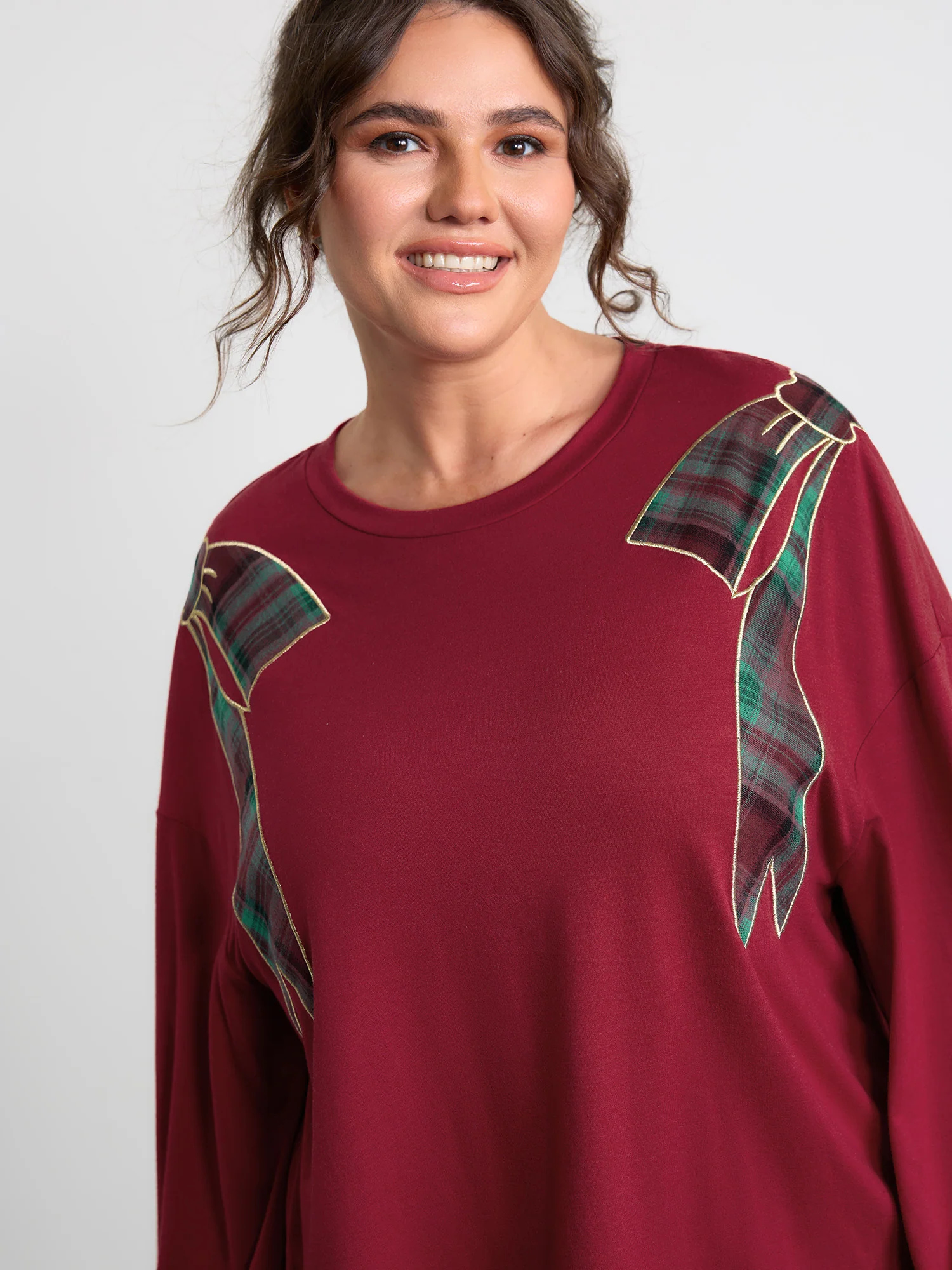 Supersoft Embroidered Gingham Contrast T-Shirt