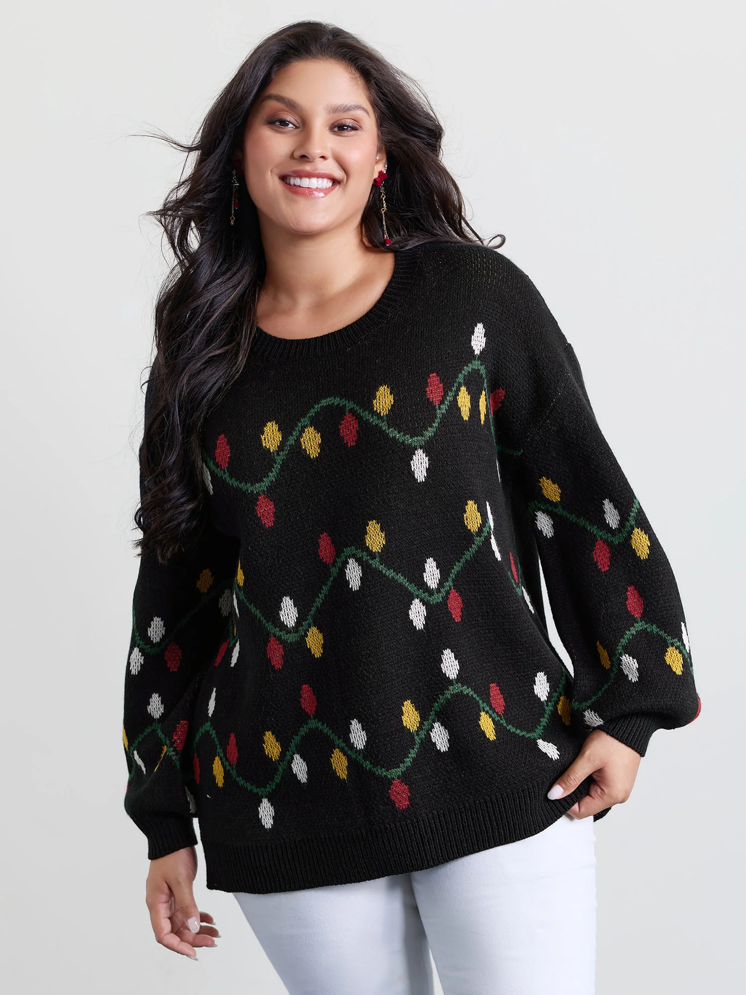 Holiday Lights Micro Lantern Sleeve Pullover