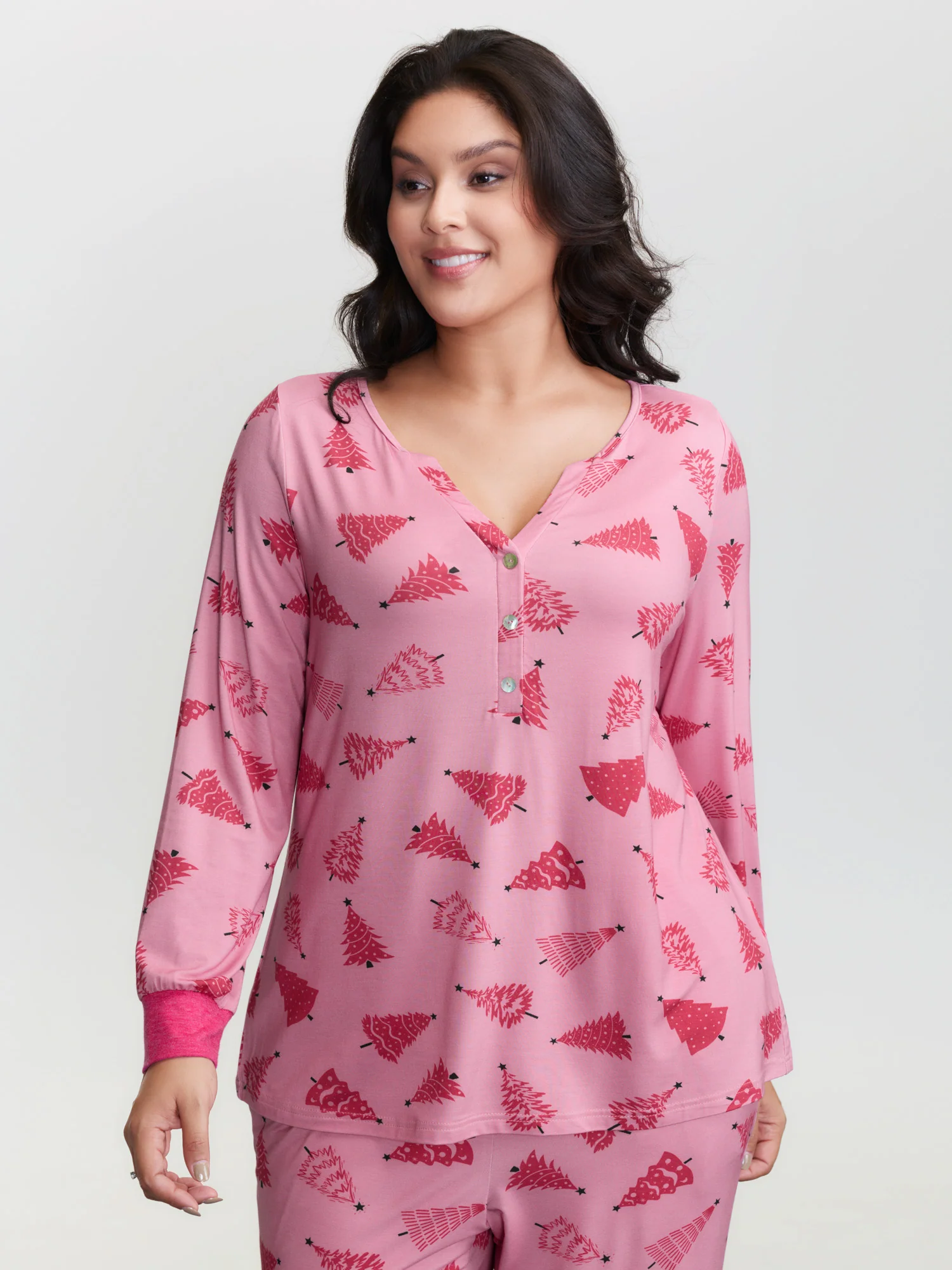 Christmas Tree Buttons Loungewear Set