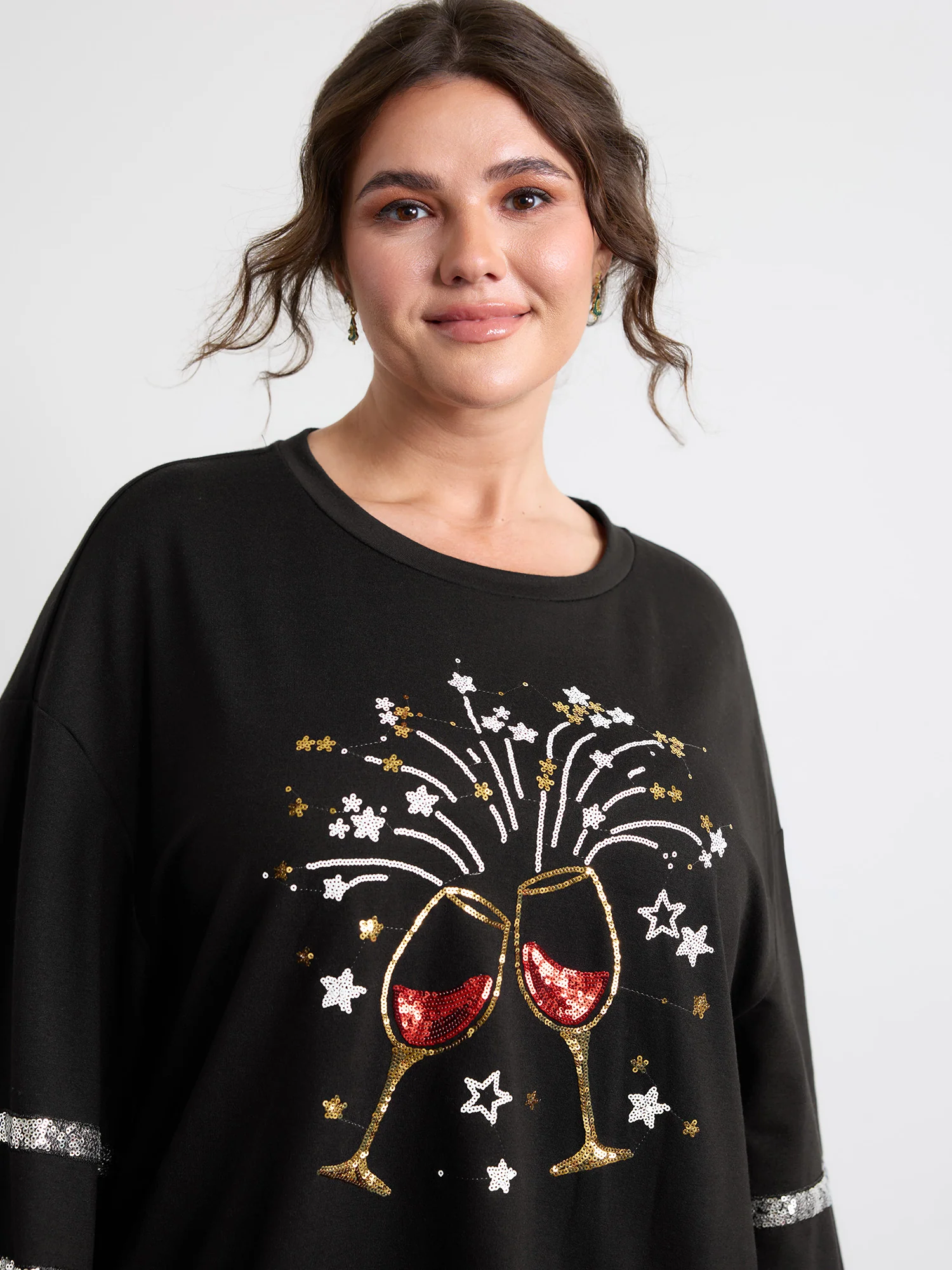 Supersoft Cheers Sequin Embroidery Sweatshirt