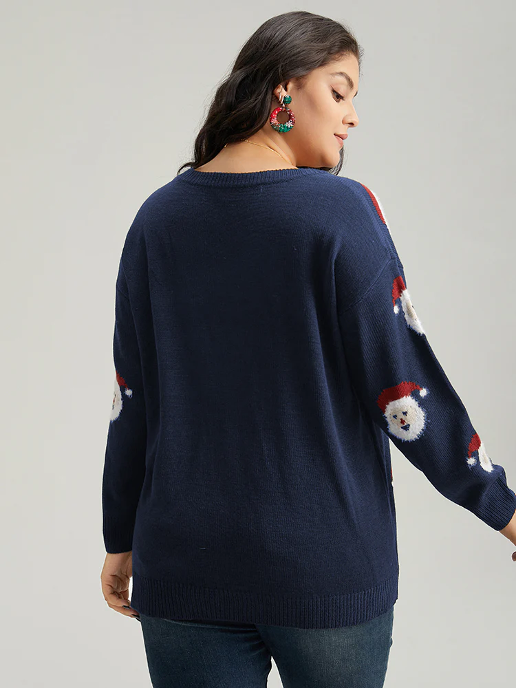 Jolly Fellow Motifs Round Neck Pullover
