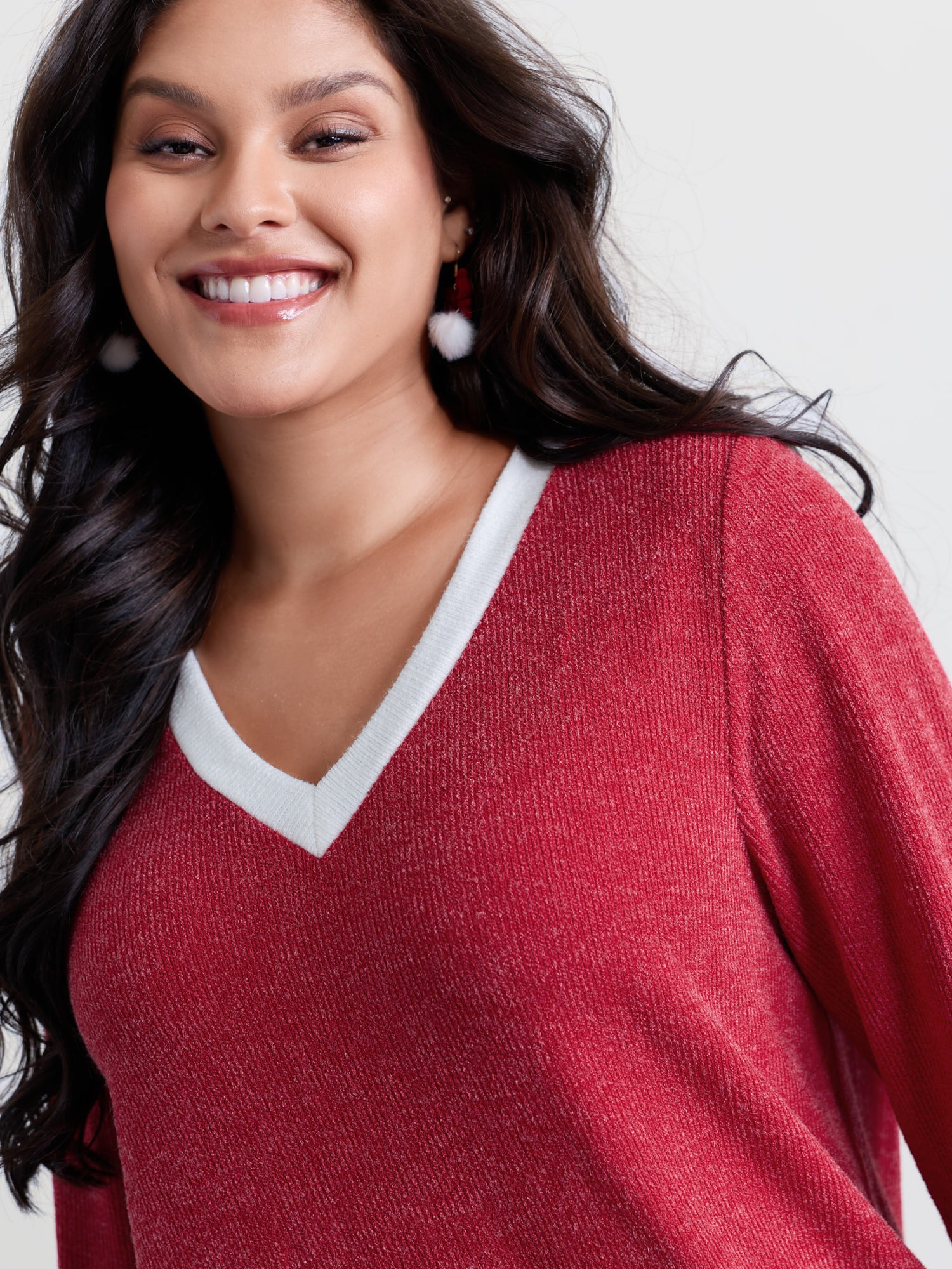 Faux-Wool Color Contrast Sweatshirt