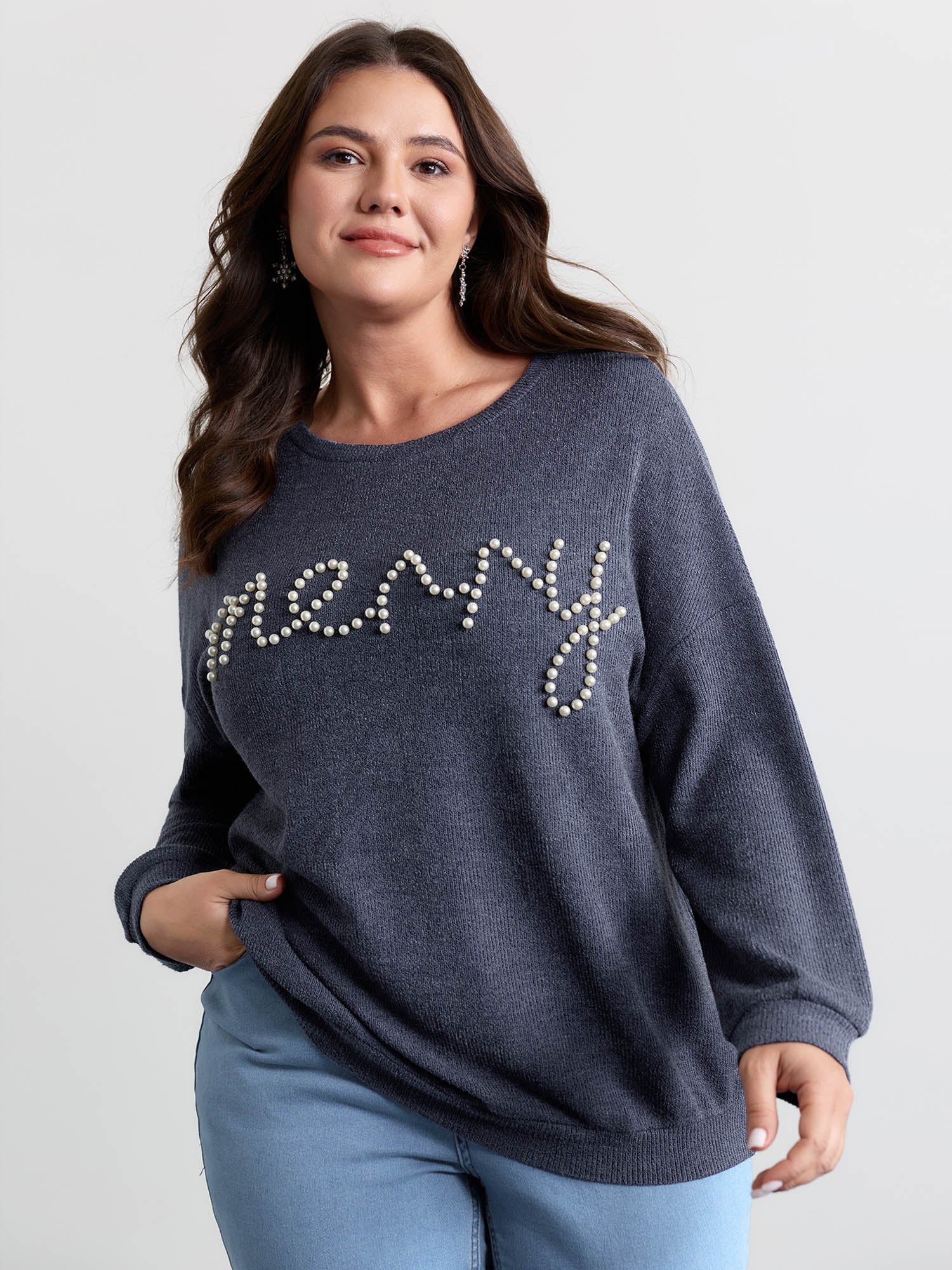 Merry Bead Textured Sweatshirt