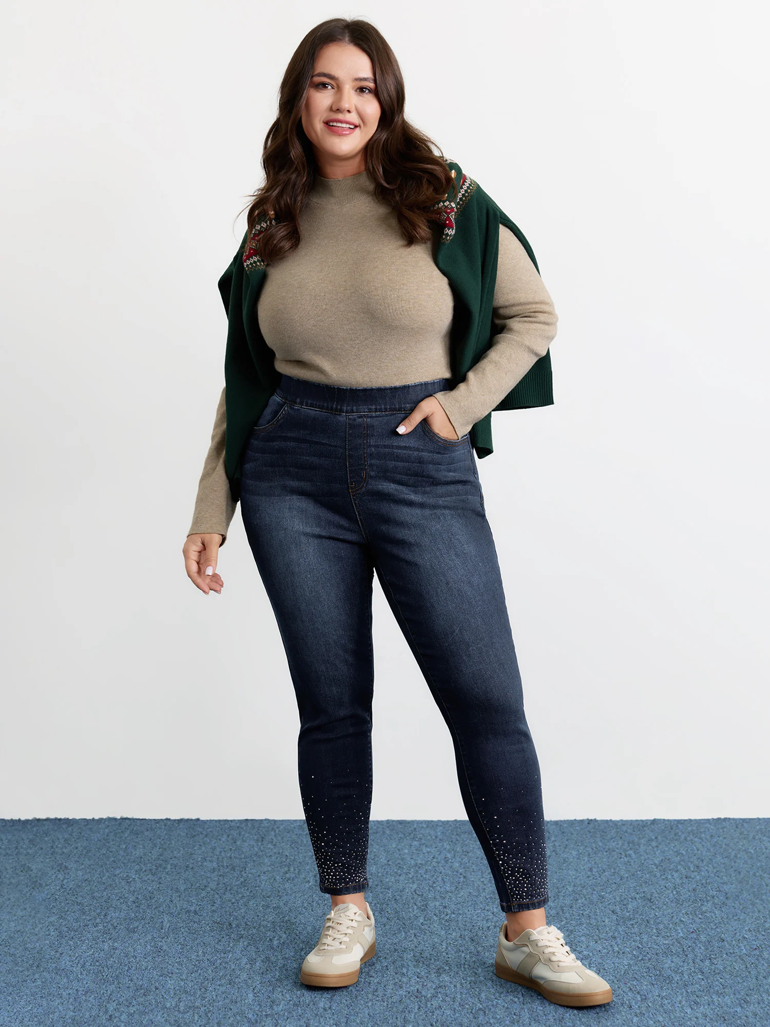 Supersoft Rhinestone Stretchy Skinny-Fit Jeans