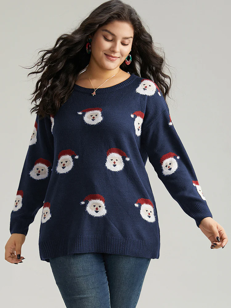 Jolly Fellow Motifs Round Neck Pullover