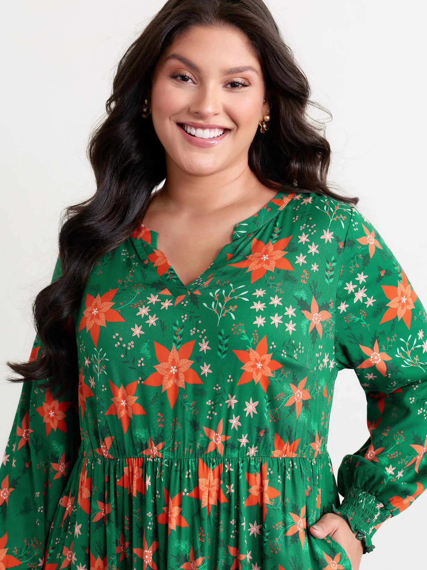 Floral Print Pockets Flowy Maxi Dress