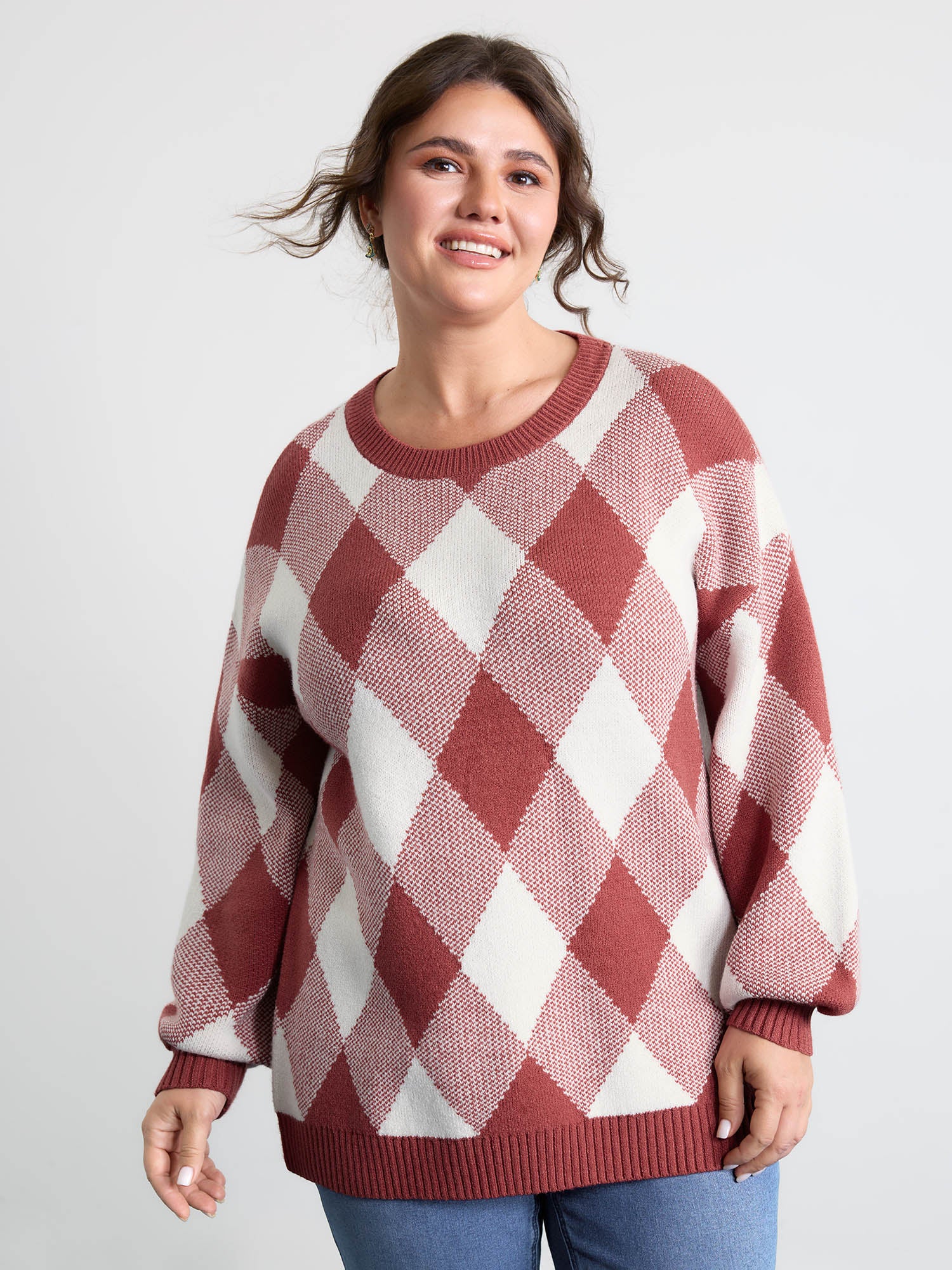 Supersoft Checkered Color Contrast Pullover