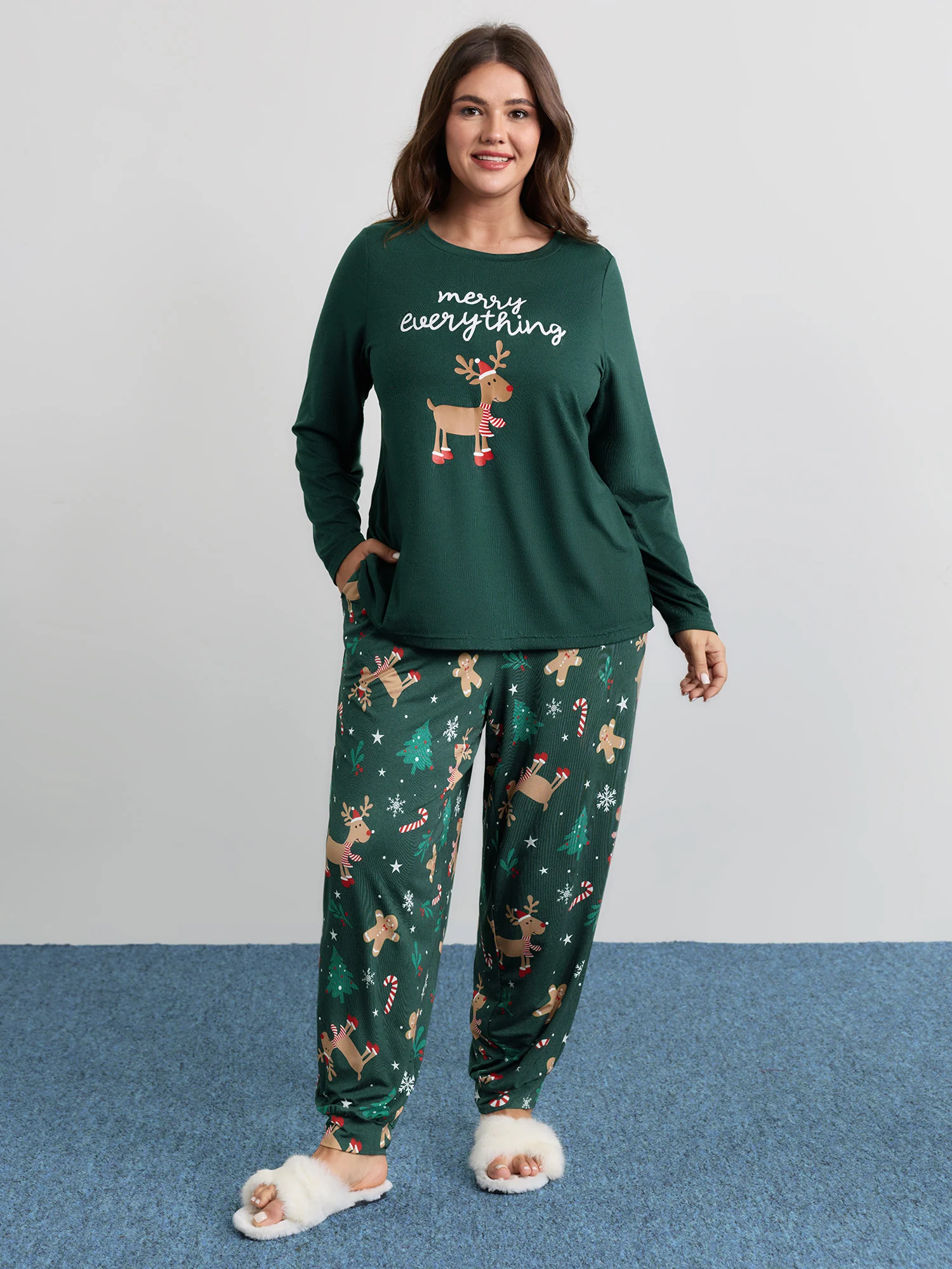 Holiday Cozy Print Pockets Loungewear Set