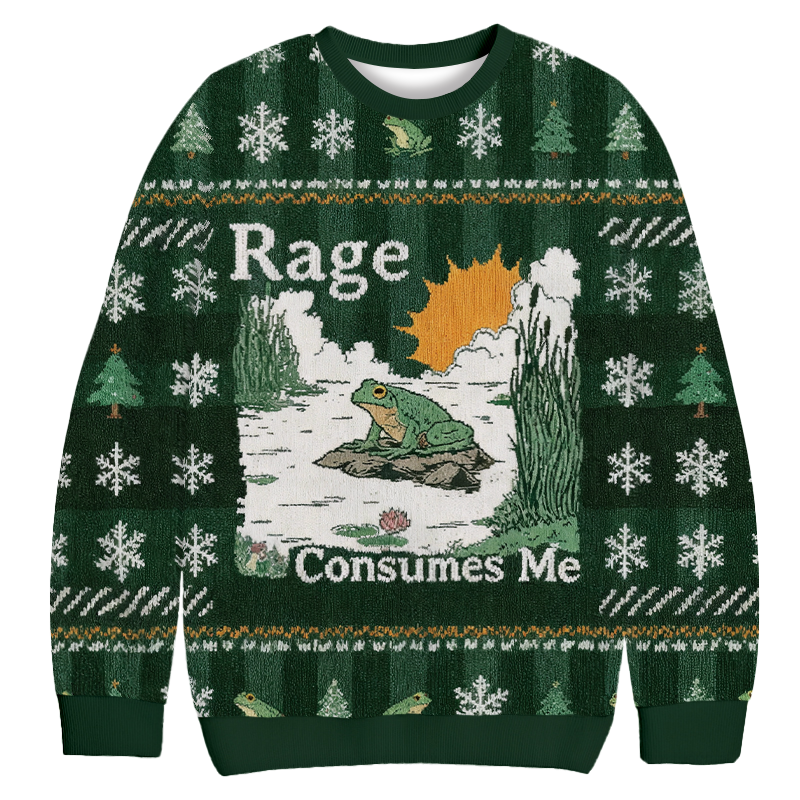 Rage Consumes Me Frog Pond Christmas Ugly Sweatshirt