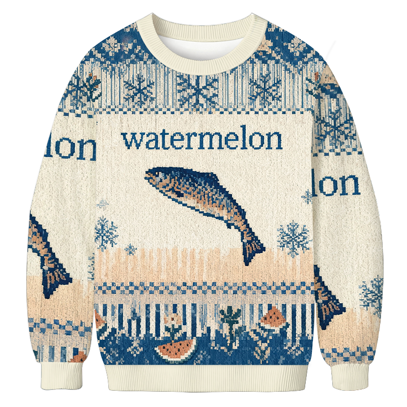 Watermelon Fish Christmas Ugly Sweatshirt