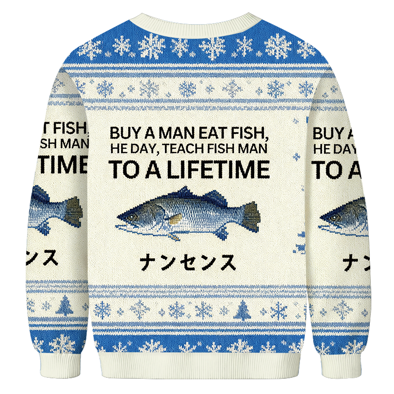 Buy a Man Eat Fish Christmas Ugly Sweatshirt