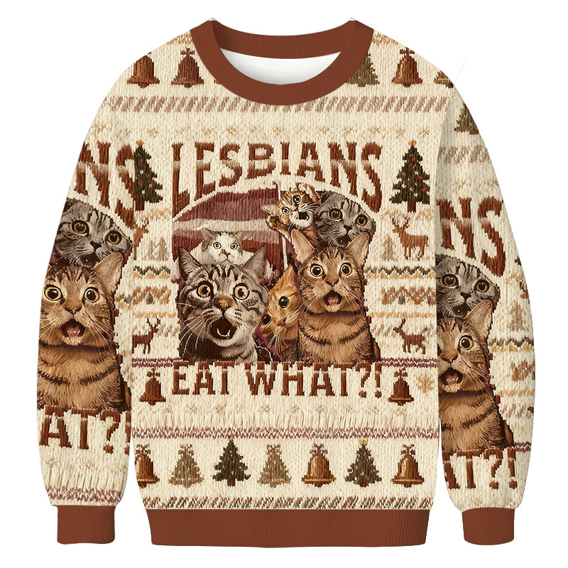 Lesbians Eat What?! Funny Christmas Ugly Sweatshirt
