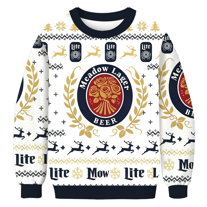 Snowflakes Meadow Lager Christmas Ugly Sweatshirt