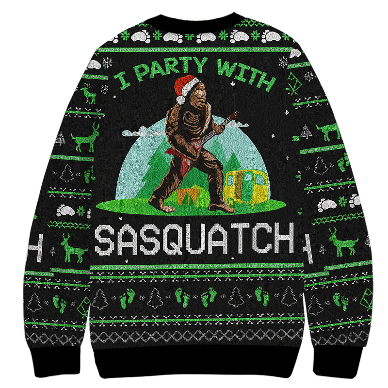 Santa Hat Bigfoot Christmas Ugly Sweatshirt