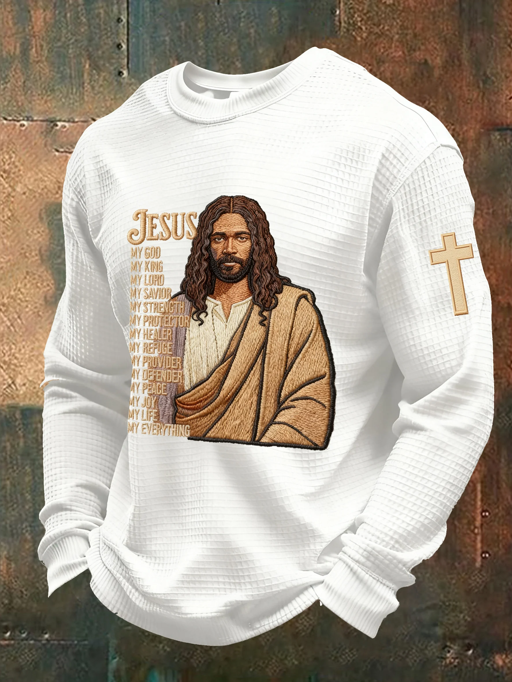 Men's Fall Black Faith Print Casual Top