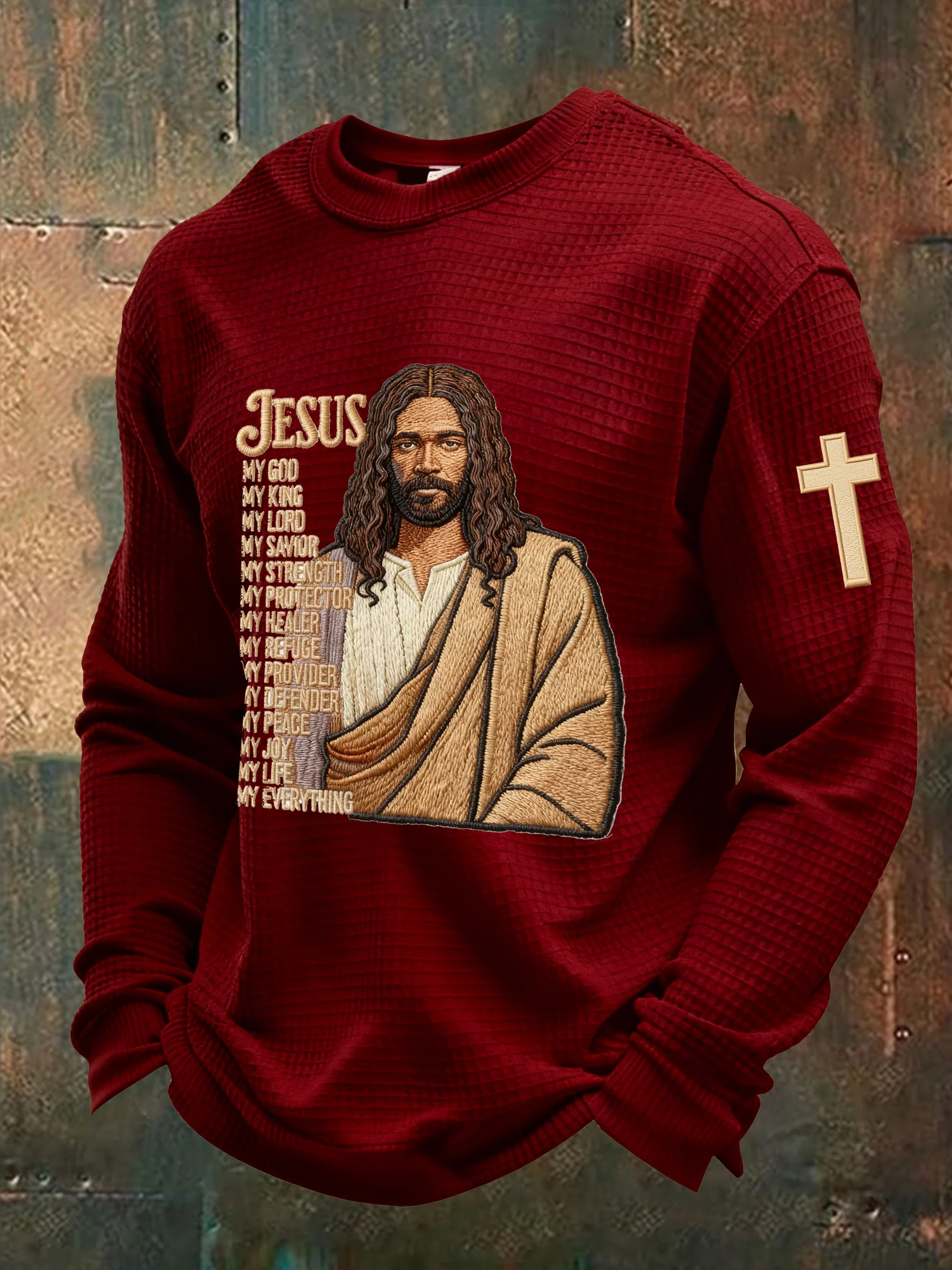 Men's Fall Black Faith Print Casual Top