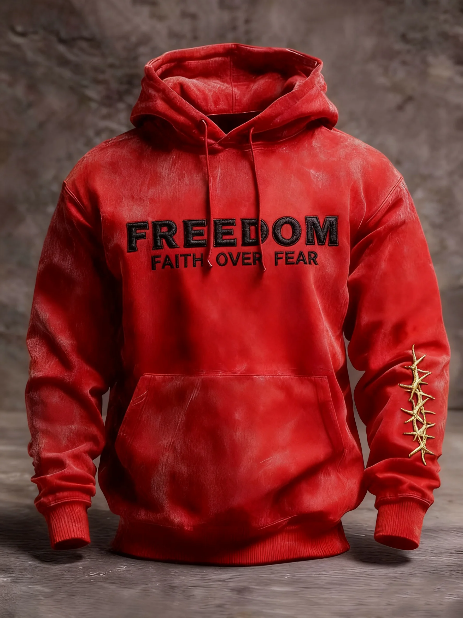 Men's Vintage Cross Faith Over Fear Print Hoodie