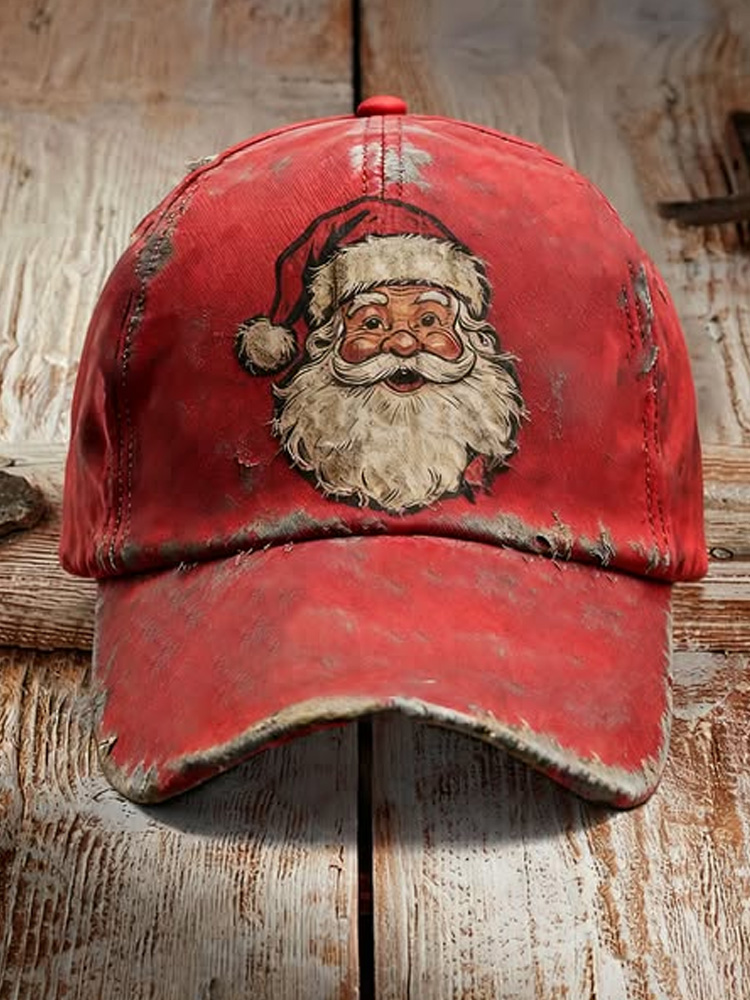 Vintage Christmas Santa Claus Print Cap