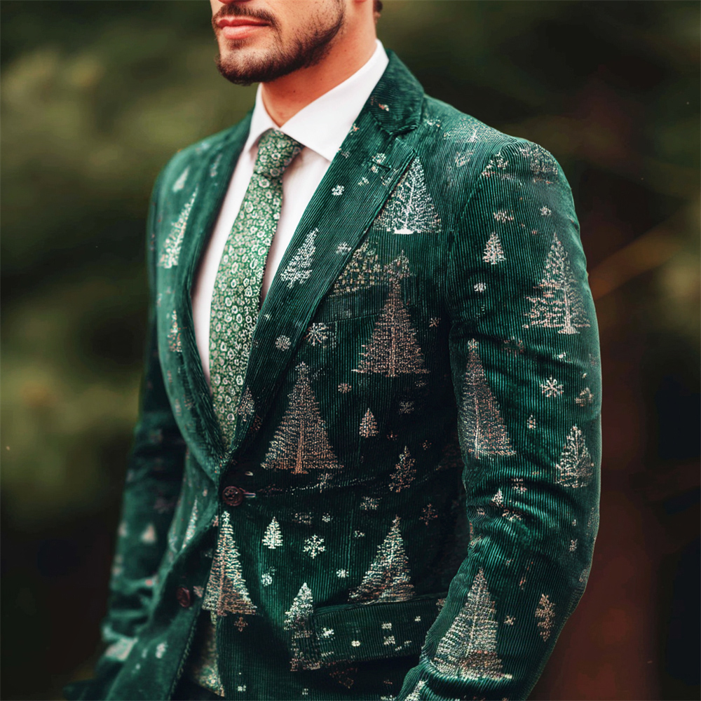 Christmas Tree Pattern Design Men's Corduroy Suit