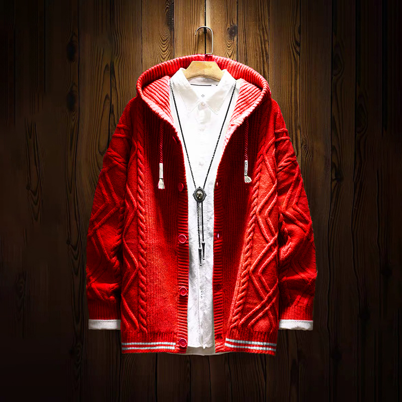 Men's Christmas Cozy Knitted Hooded Cardigan