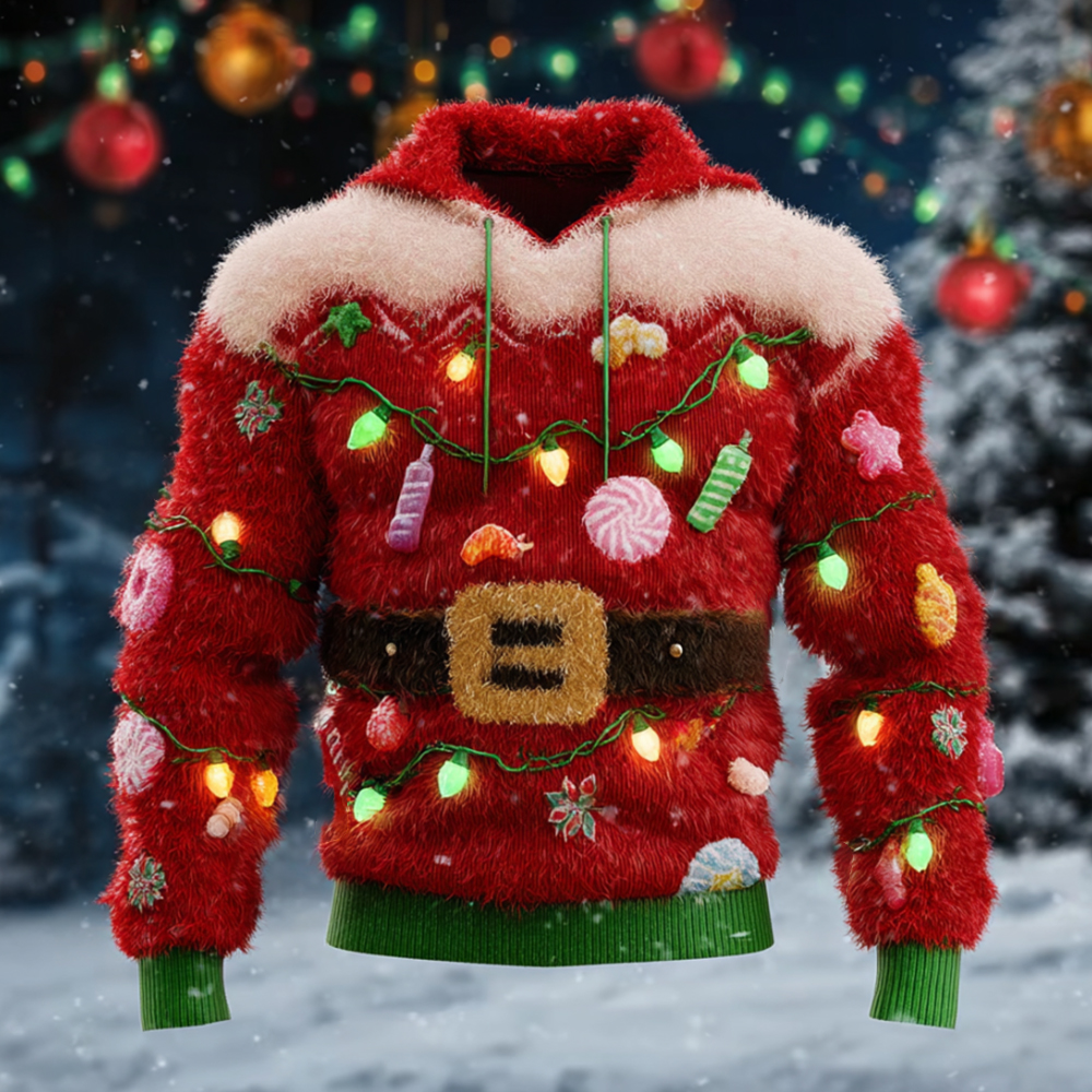 Christmas Lights Santa Hat Hoodie