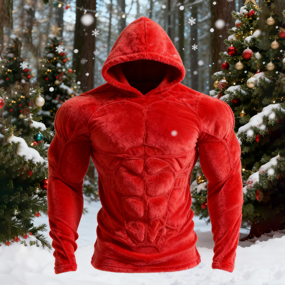 Vintage Christmas Santa Men's Hooded Flannel Sweatshirt