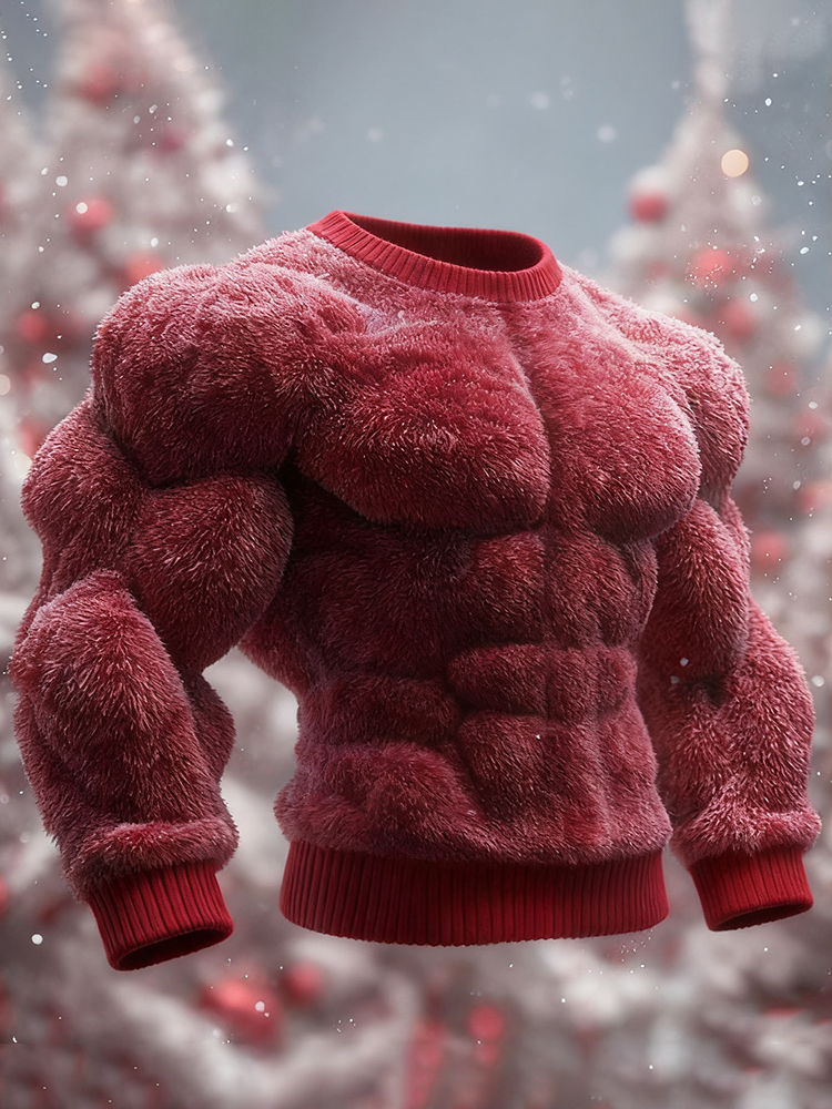Men's Christmas Art Plush Warm Pullover