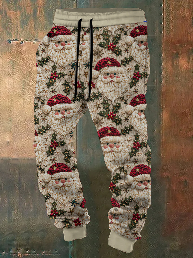 Men's Funny Christmas Santa Printed Casual Pants