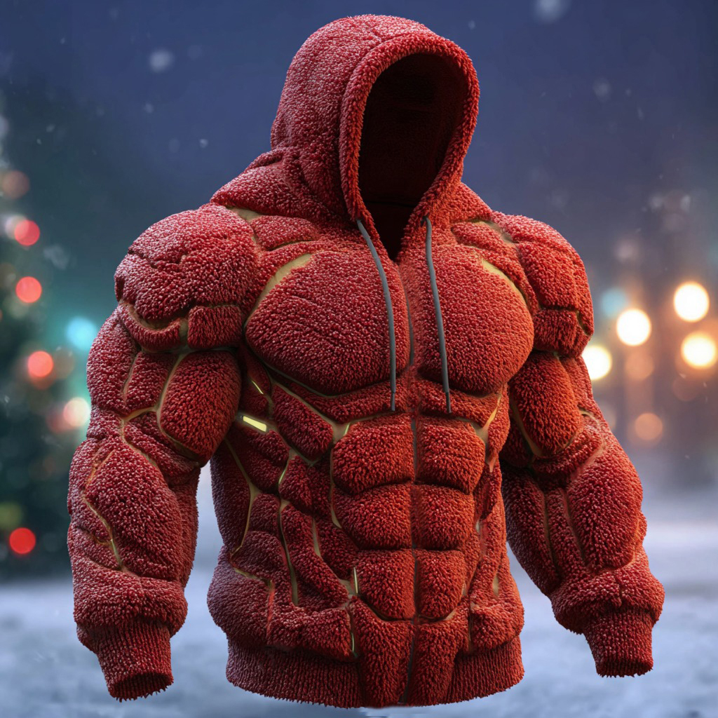 Line Art Flannel Warm Men's Flannel Hoodie