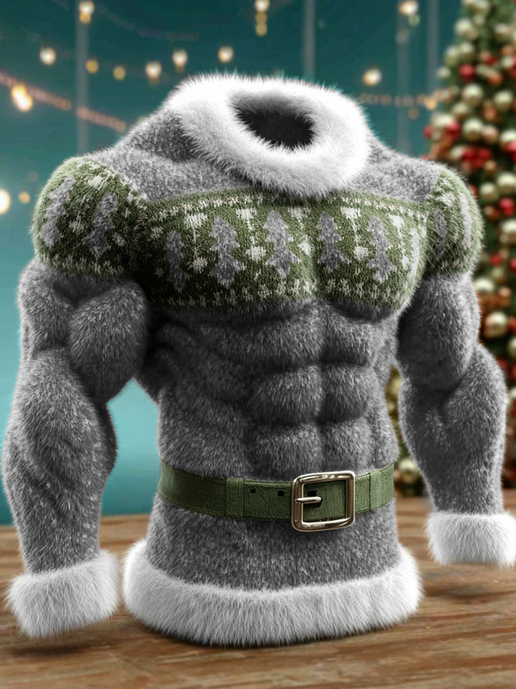 Men's Christmas Tree Pattern Ugly Flannel Hoodie