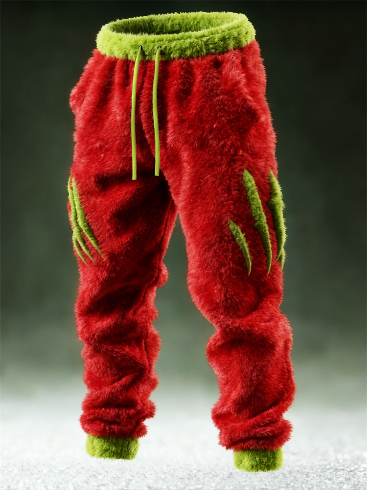 Men's Christmas Monster Scratch Cozy Plush Sweatpants