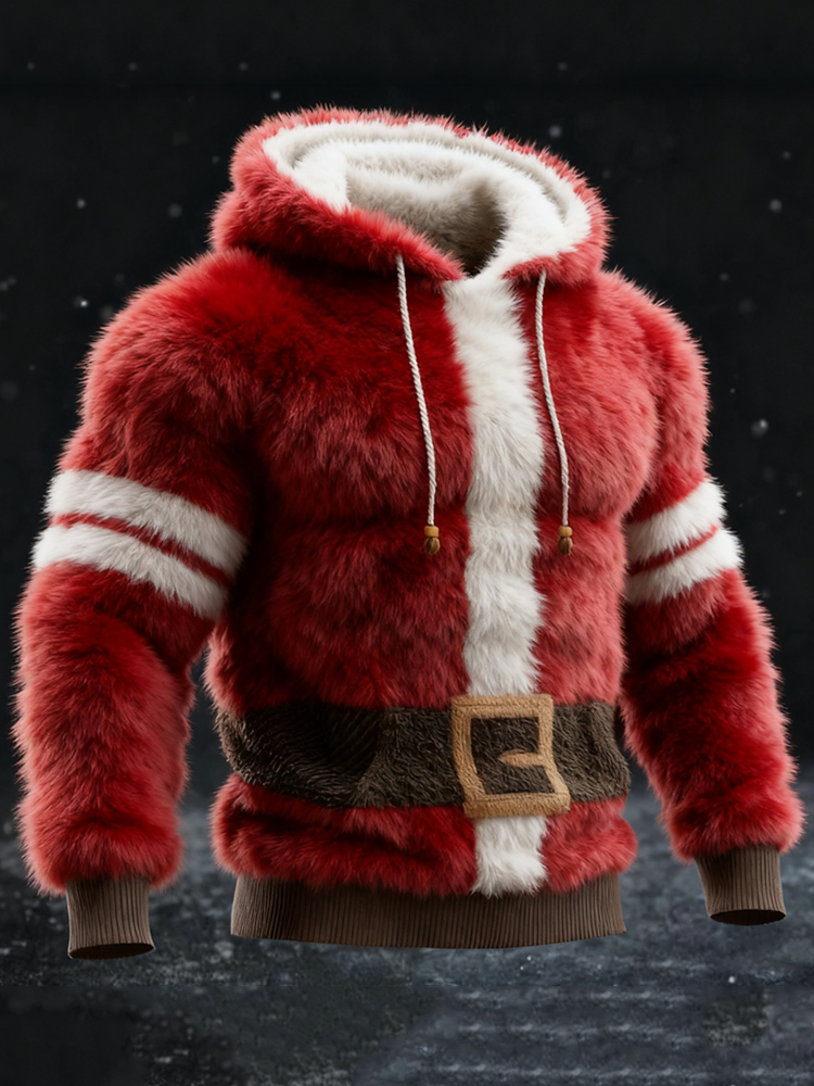 Men's Christmas Santa Claus Inspired Cozy Plush Hoodie