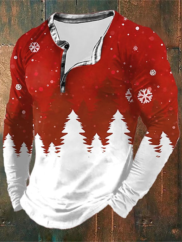 Men's Santa Claus Rhinestone Print Contrast Color Long Sleeve T-Shirt