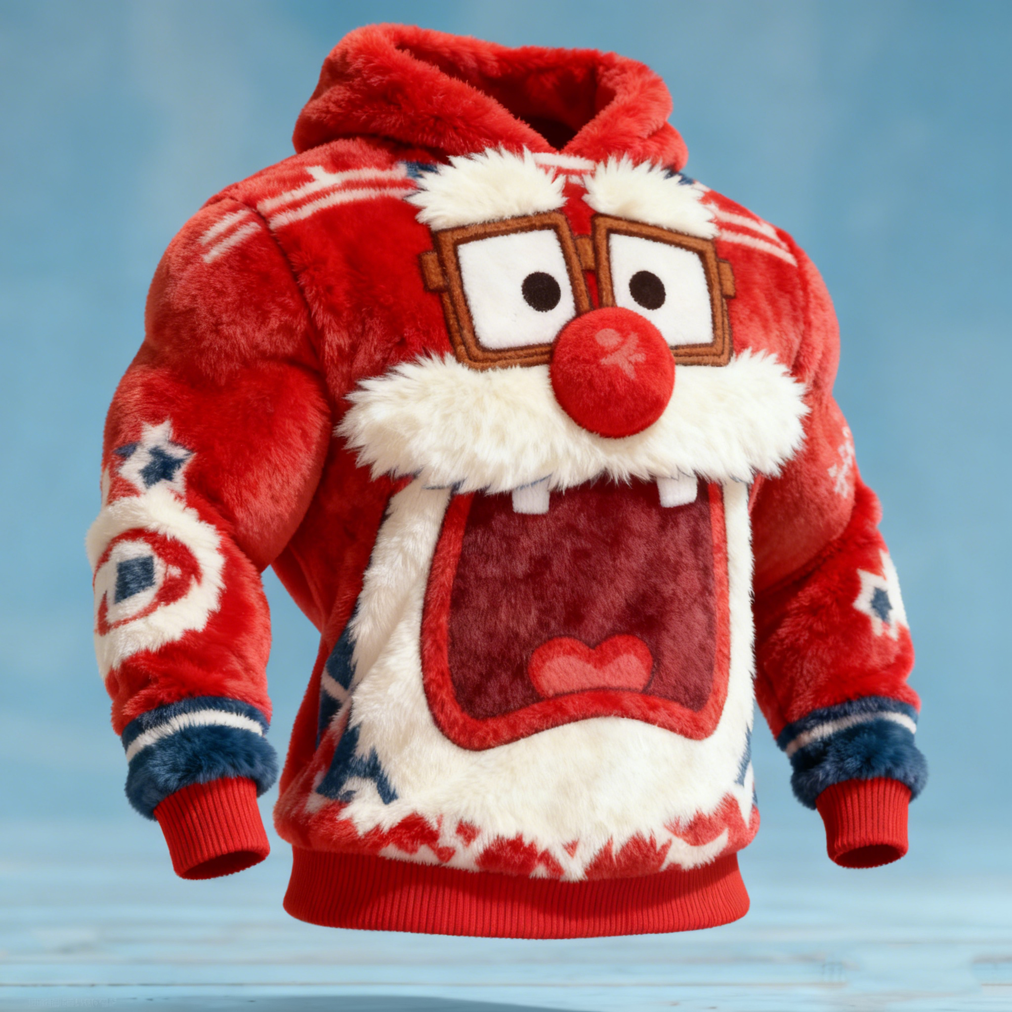 Men's Santa Claus Color Block Plush Hoodie