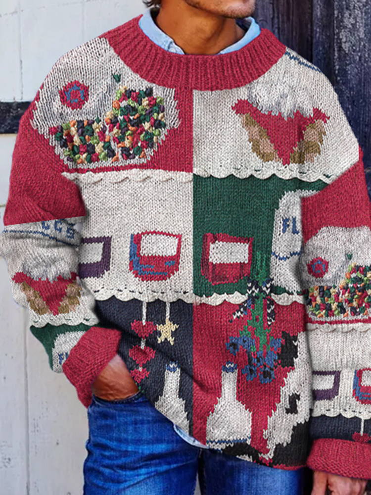 Vintage Country Farm Animal Pattern Knitted Warm Sweater