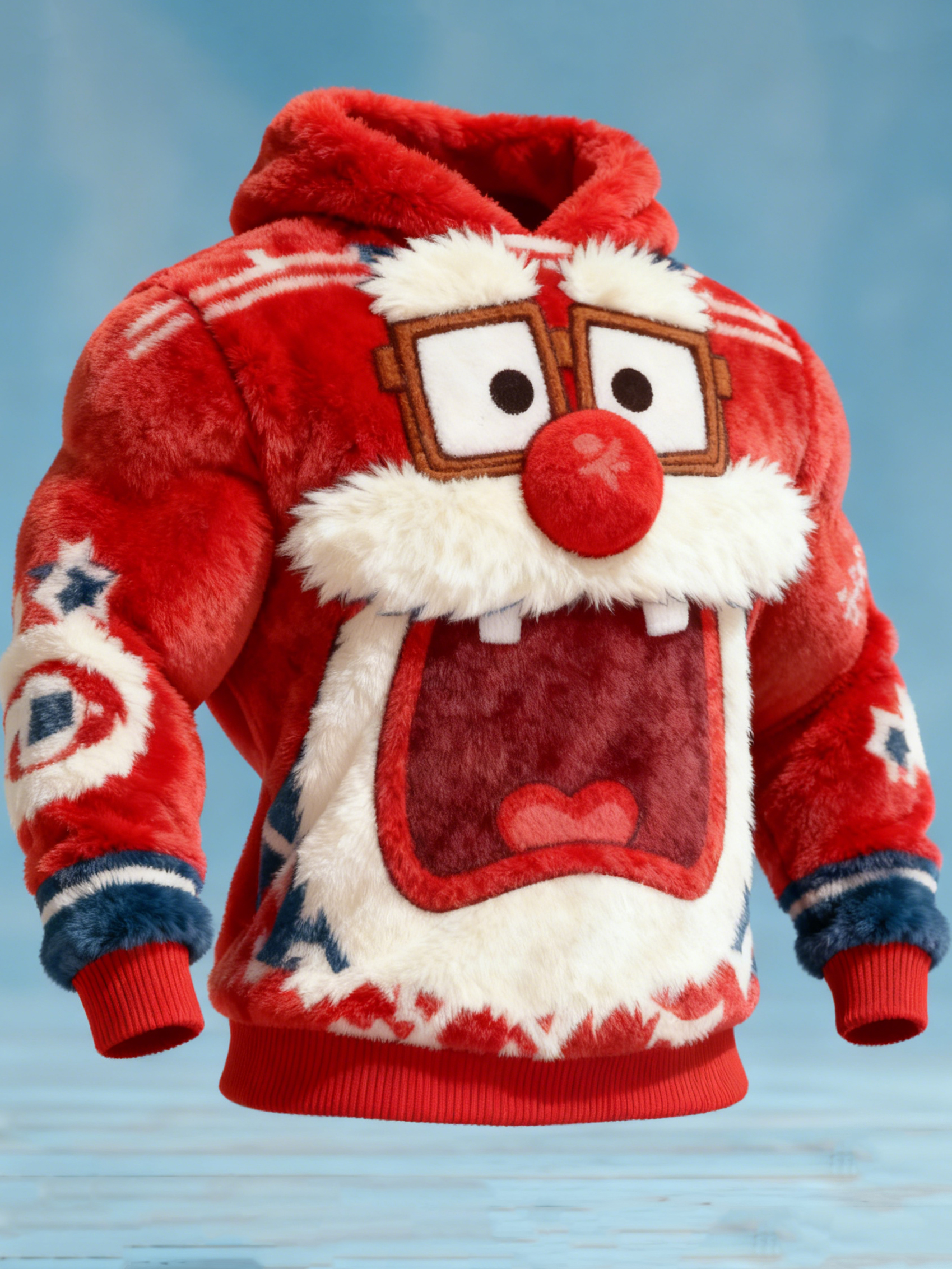 Men's Santa Claus Color Block Plush Hoodie