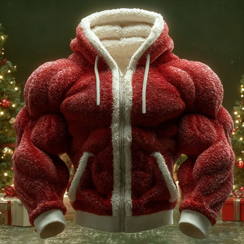 Men's Christmas Knitted Fur Collar Hooded Sweater