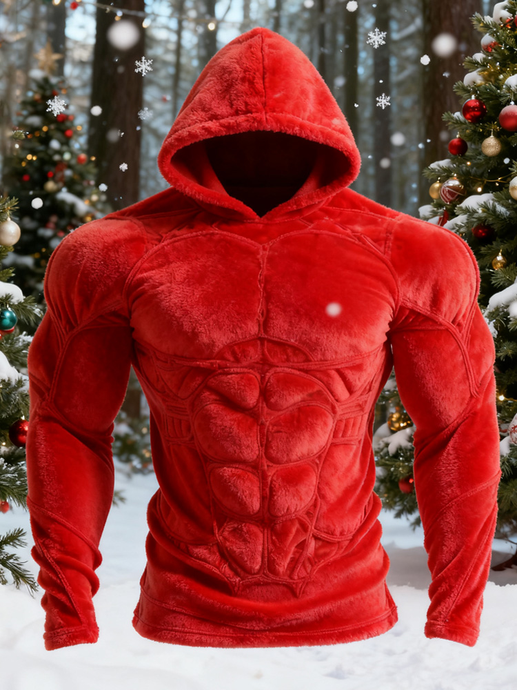 Vintage Christmas Santa Men's Hooded Flannel Sweatshirt