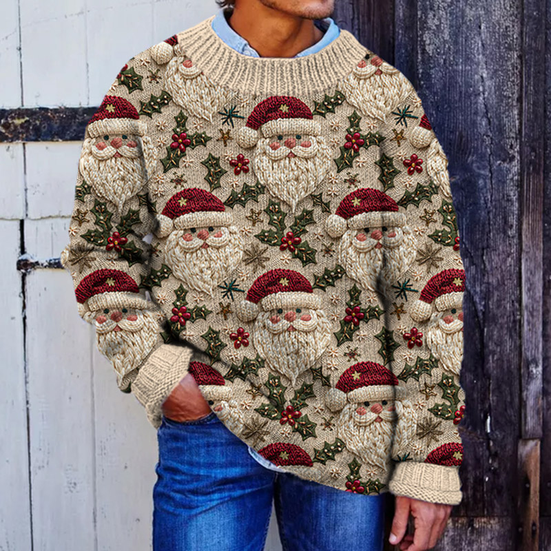 Men's Funny Christmas Santa Cozy Casual Sweater