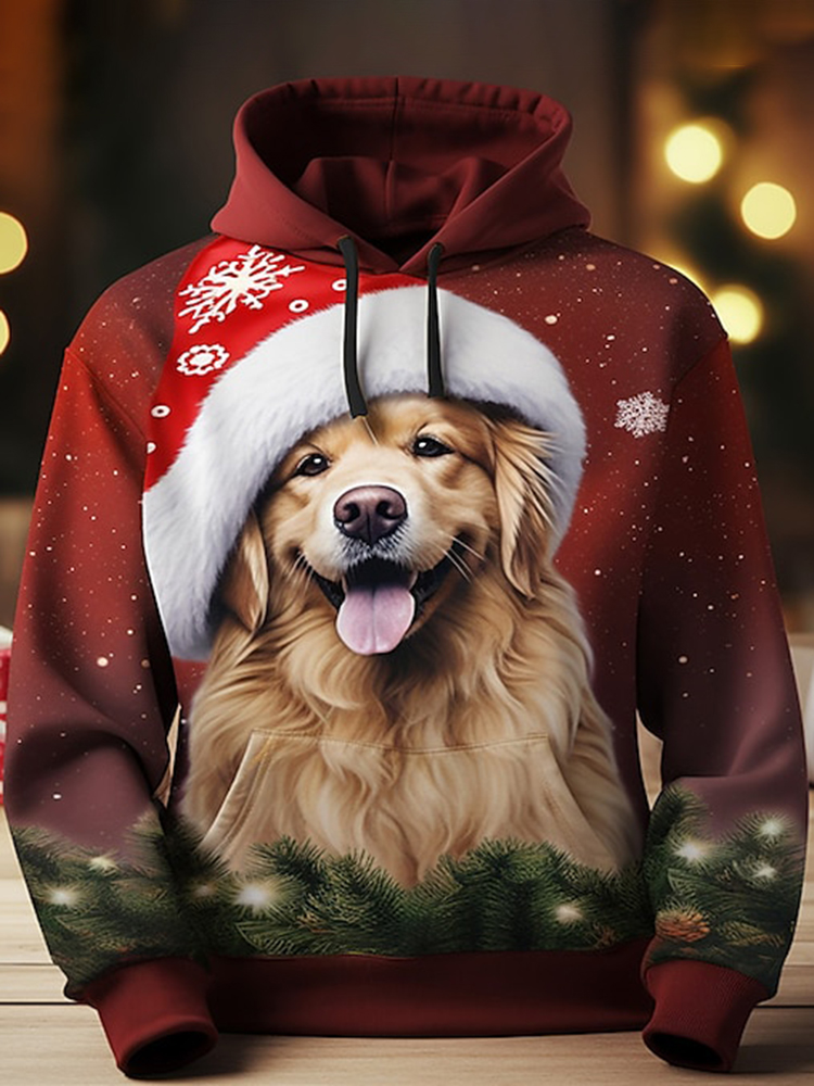 Christmas Cute Puppy Printed Hoodie