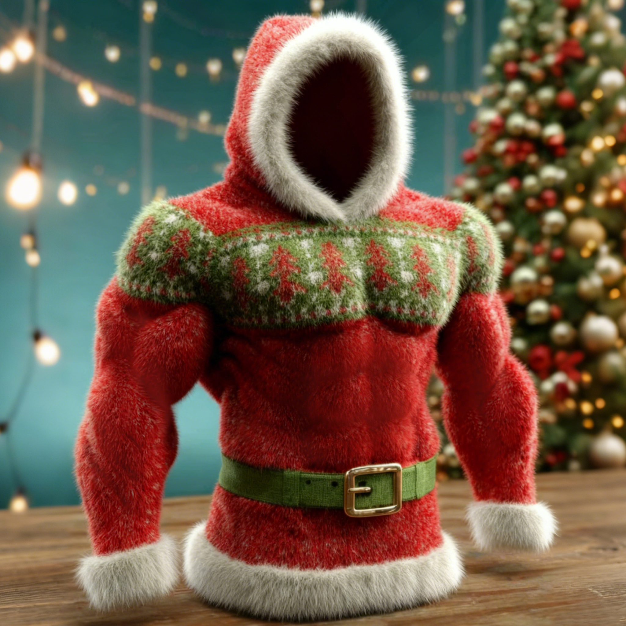 Men's Christmas Tree Pattern Ugly Flannel Hoodie